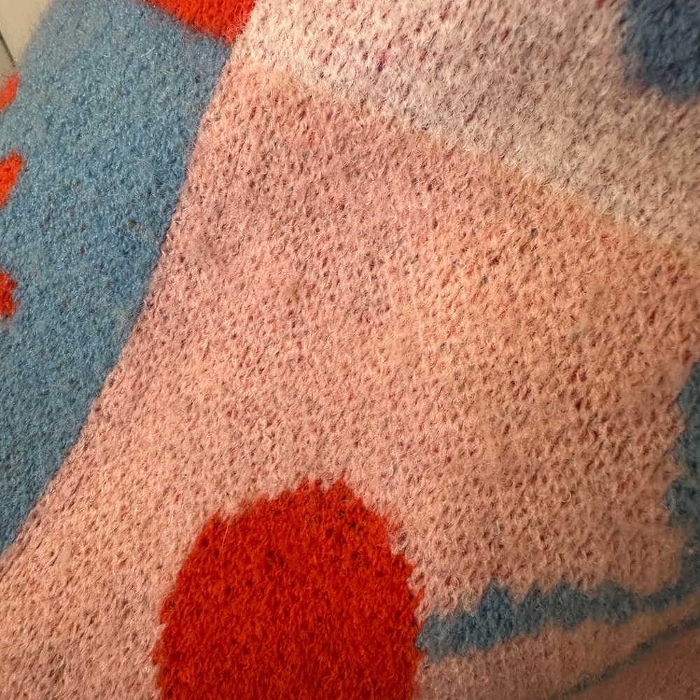 Patchwork Graphic Sweater Smiley Face Flower Dopa… - image 4